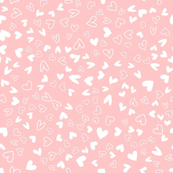 Seamless pattern with white hearts on purple background. Vector. — 스톡 벡터