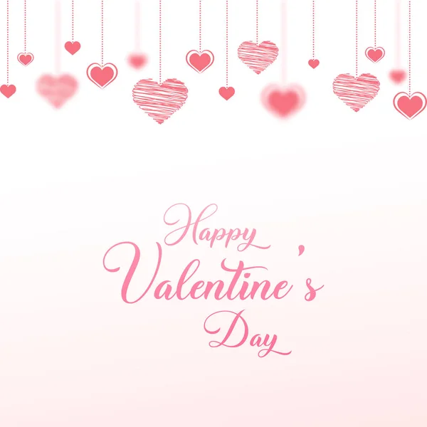 Feliz Dia dos Namorados cartão de saudação com coração rosa. Vetor — Vetor de Stock