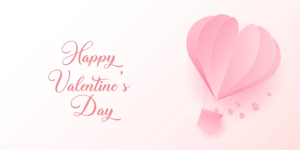 Valentinstag Tageskarte mit fliegenden Origami-Ballons. Vektor — Stockvektor