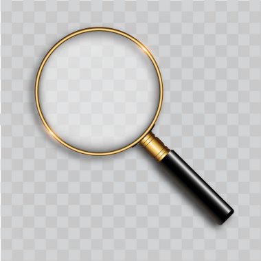 Şeffaf arka planda gerçekçi büyüteç. Vektör