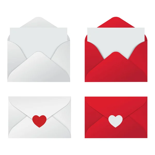 Uppsättning kärleksbrev med meddelande för alla hjärtans dag kort. Vektor. — Stock vektor
