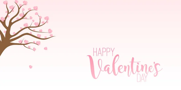 Happy Valentine's Day card with tree and hearts. Vector illustration — Stock Vector