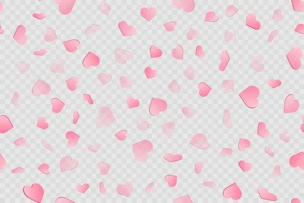 Seamless pattern with pink hearts on transparent background. Vector. — Stock Vector