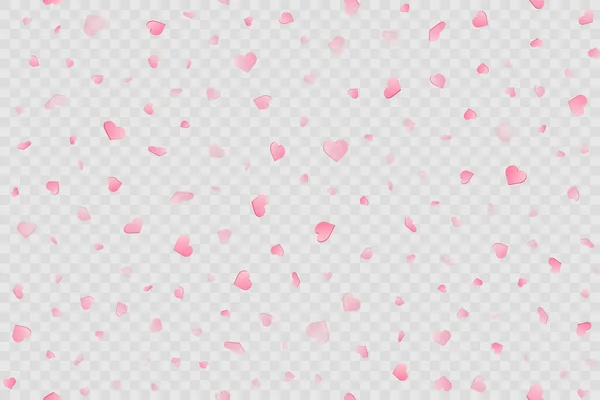 Seamless pattern with pink hearts on transparent background. Vector. — Stock Vector