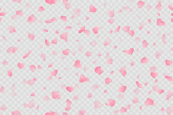 Απρόσκοπτη μοτίβο με ροζ καρδιές σε διαφανές φόντο. Διάνυσμα. — Διανυσματικό Αρχείο