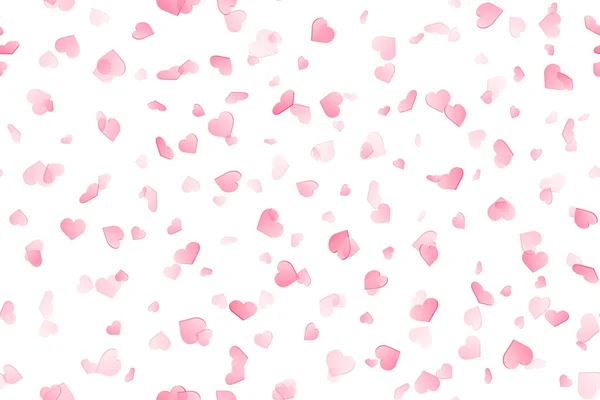 Patrón sin costuras con corazones rosados sobre fondo transparente. Vector. — Vector de stock