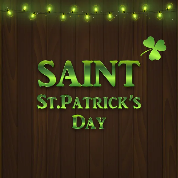 Saint Patricks Tageskarte mit Shamrock. Vektorillustration. — Stockvektor