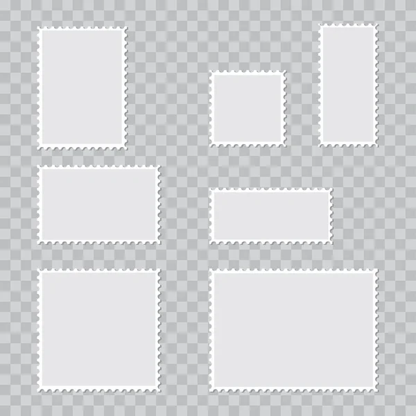 Witte postzegels op grijze achtergrond. Vector — Stockvector