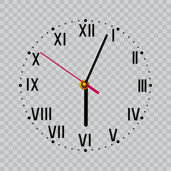 Reloj Negro sobre fondo transparente. Reloj icono vector — Archivo Imágenes Vectoriales