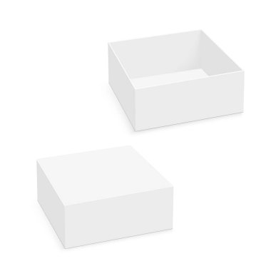Boş kare karton kutu modelini açtı. Vektör.