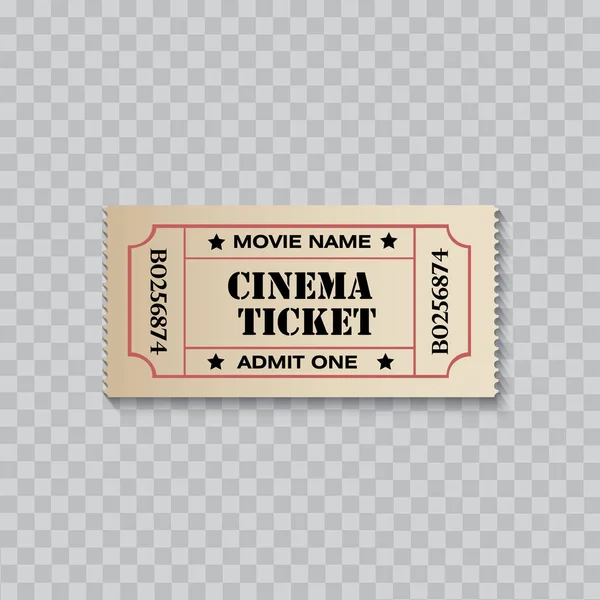 Cinema ticket isolated on transparent background. Vector — Stock Vector