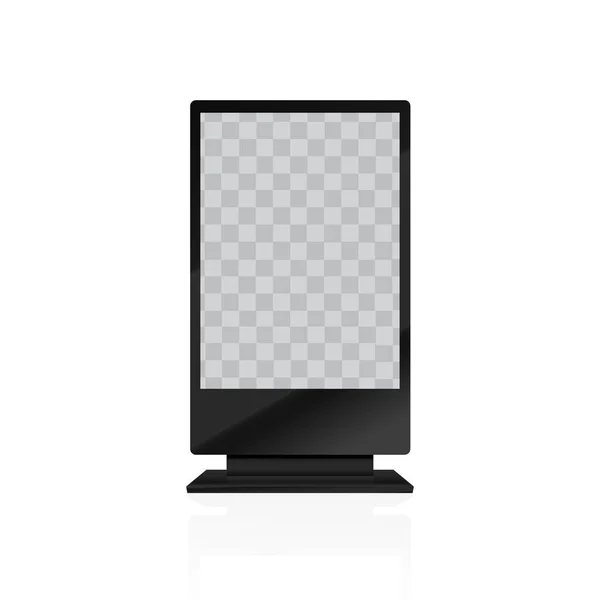 Soporte Promocional Blanco Con Pantalla Lcd Transparente Burlarse Vector — Archivo Imágenes Vectoriales