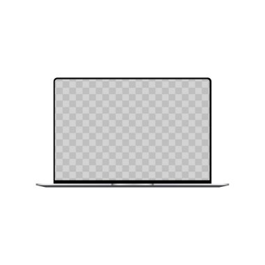 Laptop with transparent screen mock up. Vector clipart