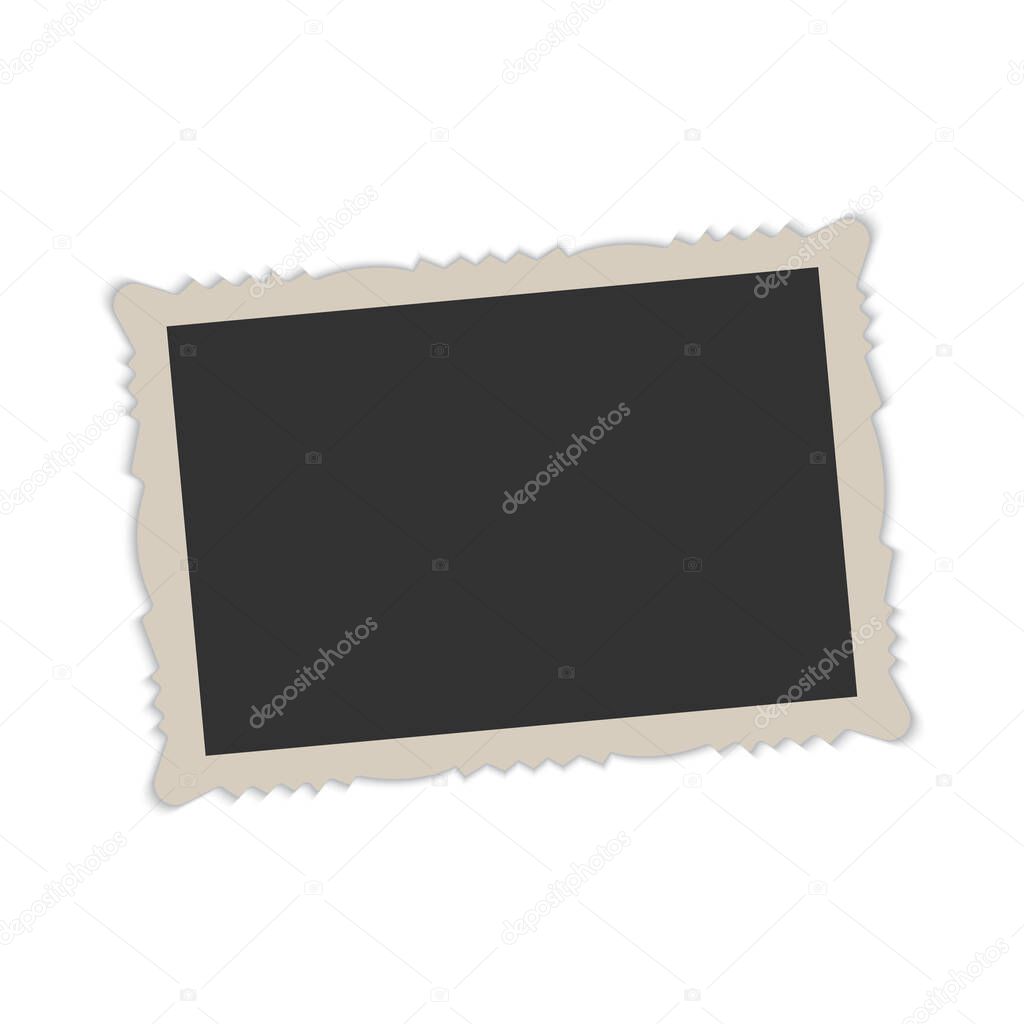 Retro realistic vector photo frame with figured edges. Vector