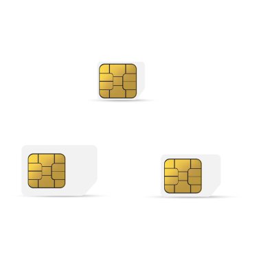Bir dizi cep telefonu sim kartı. Vektör.