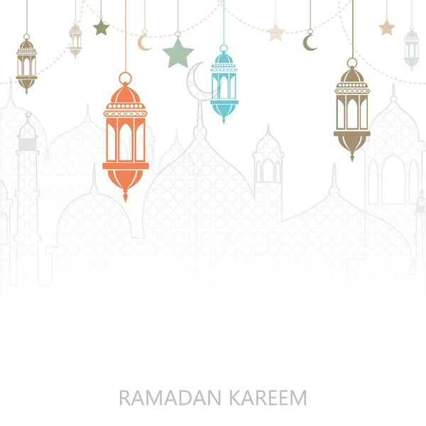 Ramadan Kareem Grußkarte Mit Islamischen Arabischen Ornamenten Vektorillustration — Stockvektor