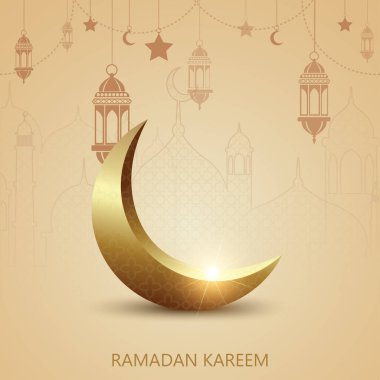 Ramazan Kareem tebrik kartı ve İslam arap süsleri. Vektör illüstrasyonu.