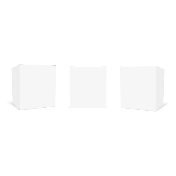 Caixa Papelão Branco Mock Conjunto Embalagens Cosméticas Médicas Vetor —  Vetores de Stock