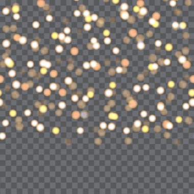 Belirsiz parıltılı, soyut sınır ışıkları şeffaf arka planda duvar kâğıdı. Vektör.