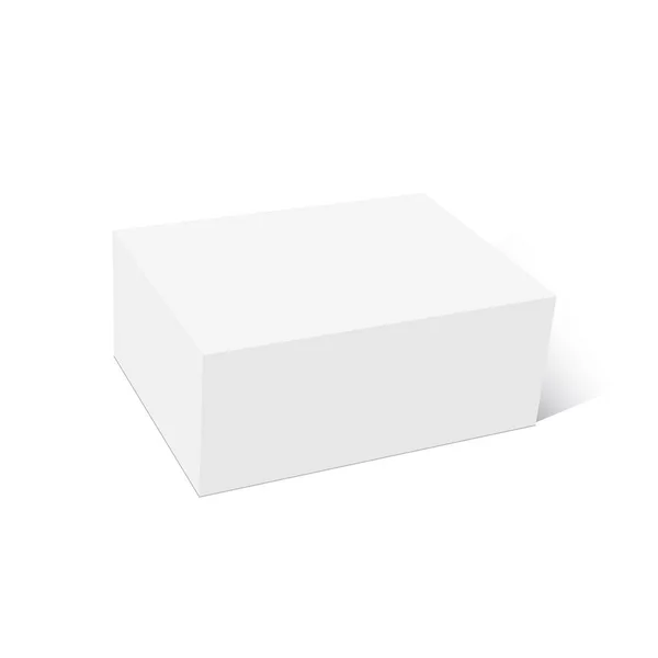 Caja Embalaje Cartón Producto Blanco Simular Ilustración Vectorial — Vector de stock
