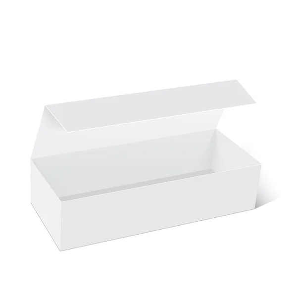 Caja Embalaje Abierta Cartón Producto Blanco Simular Ilustración Vectorial — Vector de stock