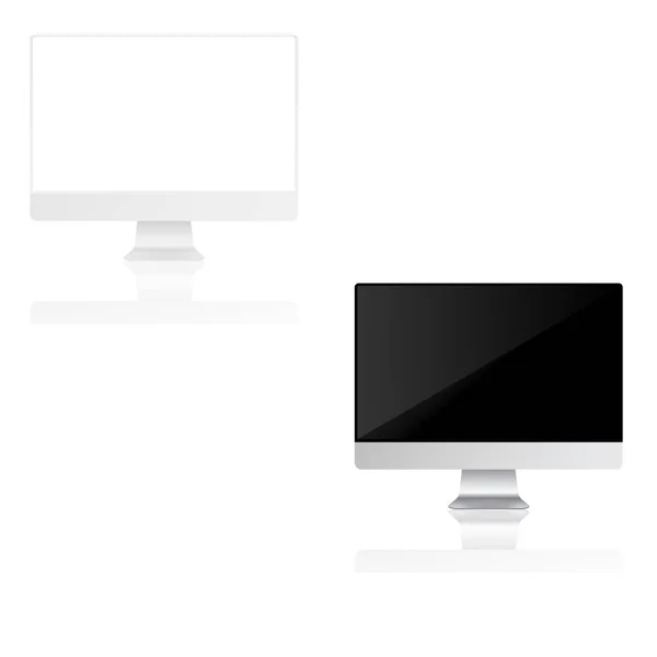 Monitor Computadora Con Pantalla Blanca Simulada Vector — Archivo Imágenes Vectoriales