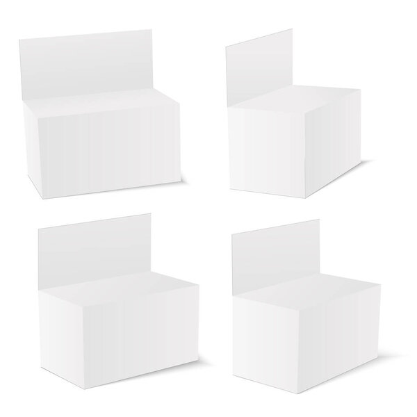 Картонная коробка с висячим слотом. Набор косметических или медицинских упаковок. Вектор
.