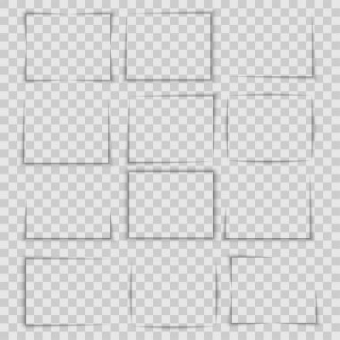 Şeffaf kare kare gölge efekti ayarlandı. Vektör