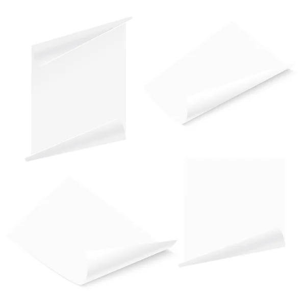 Set Flyer Curved Corner Paper Sheets Mock Vector — Stock Vector