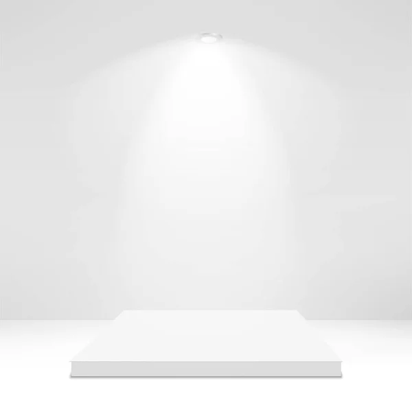 Square stage podium illuminated with light on transparent background. Vector. — Stock Vector