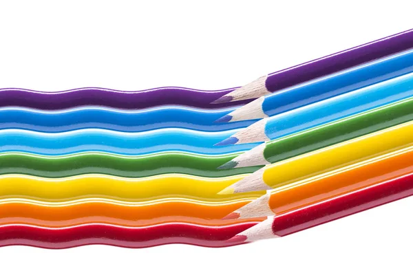 Color pencils in rainbow colors — Stock Photo, Image