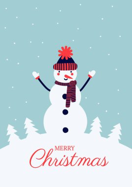 Christmas card with Snowman vector Christmas card with Snowman vector