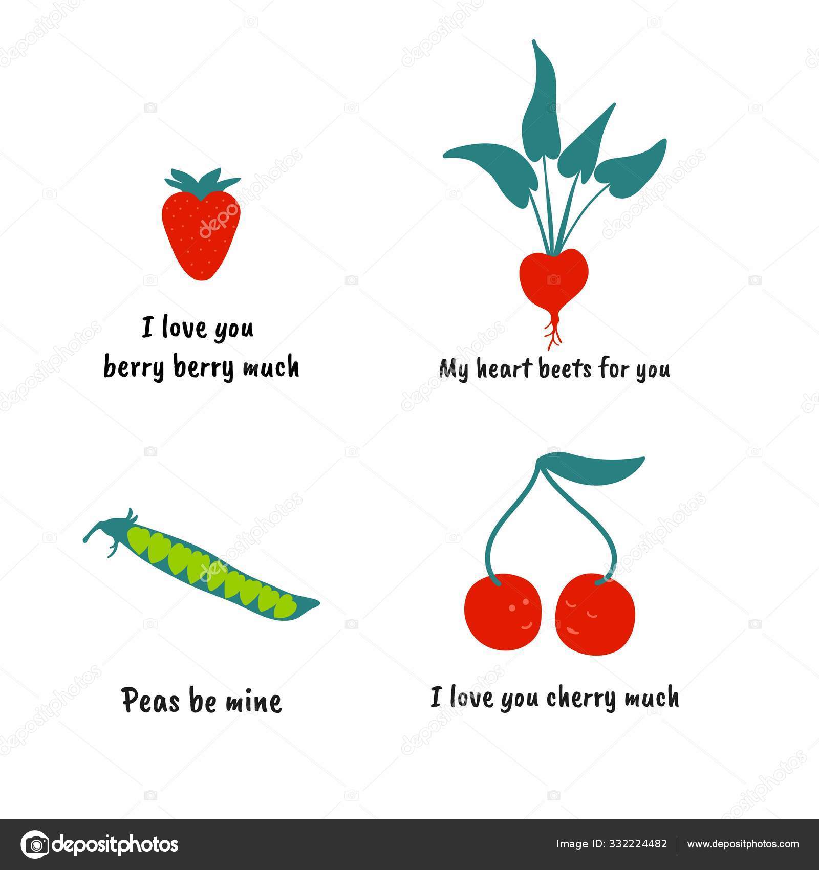 Love Pun Set With Cute Quotes Great For Valentines Day Print For Greeting Cards And T Shirts Cartoon Flat Design Colorful Vector Illustration Vector Image By C Nechayka Vector Stock