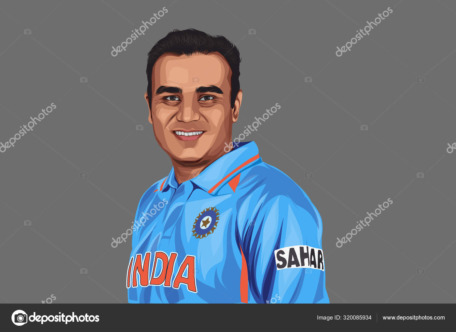 Vector Cartoon Illustration Indian Former Cricketer Virender Sehwag Wearing  Blue Stock Vector Image by ©F1Digitals #320085934