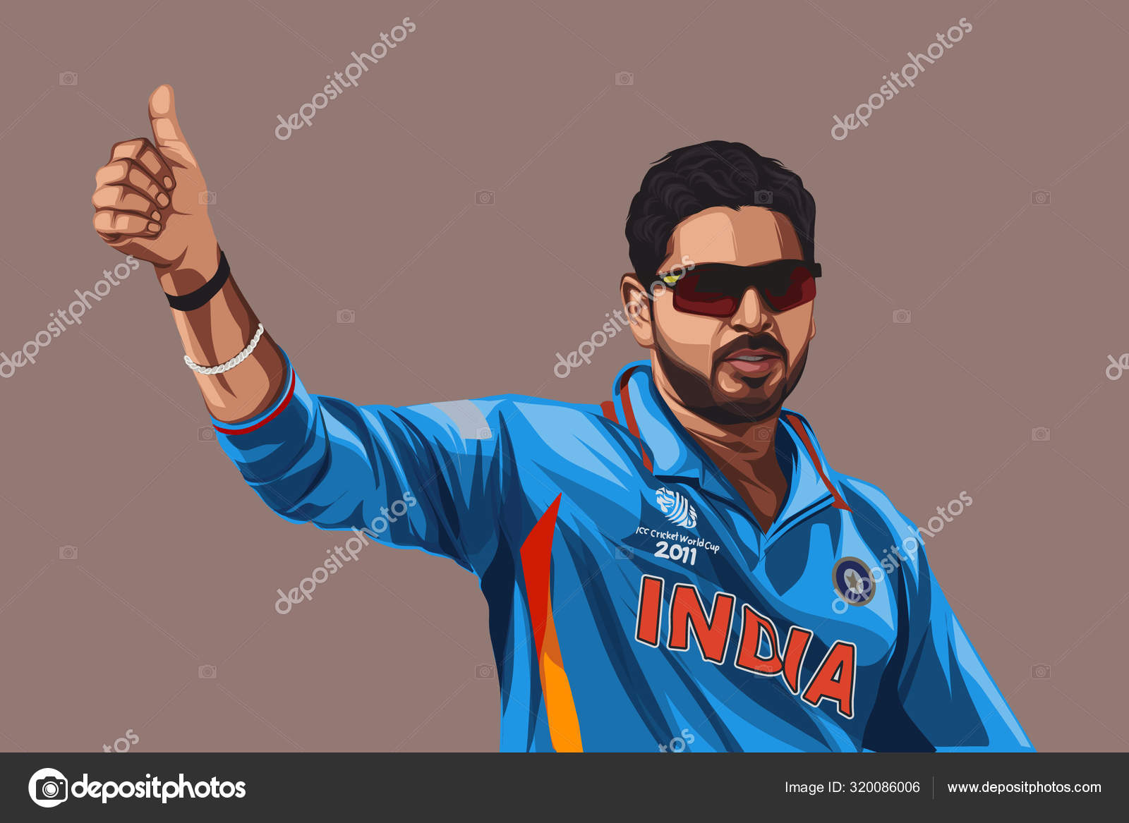 Vector Cartoon Illustration Indian Cricketer Yuvraj Singh Wearing Blue  Jersey Stock Vector Image by ©F1Digitals #320086006