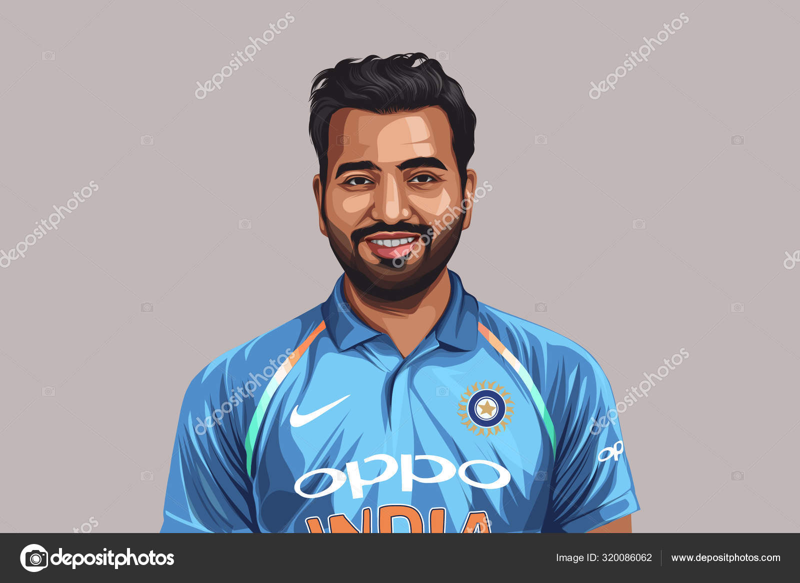 Vector Cartoon Illustration Indian Cricketer Rohit Sharma Wearing Blue  Jersey Stock Vector Image by ©F1Digitals #320086062