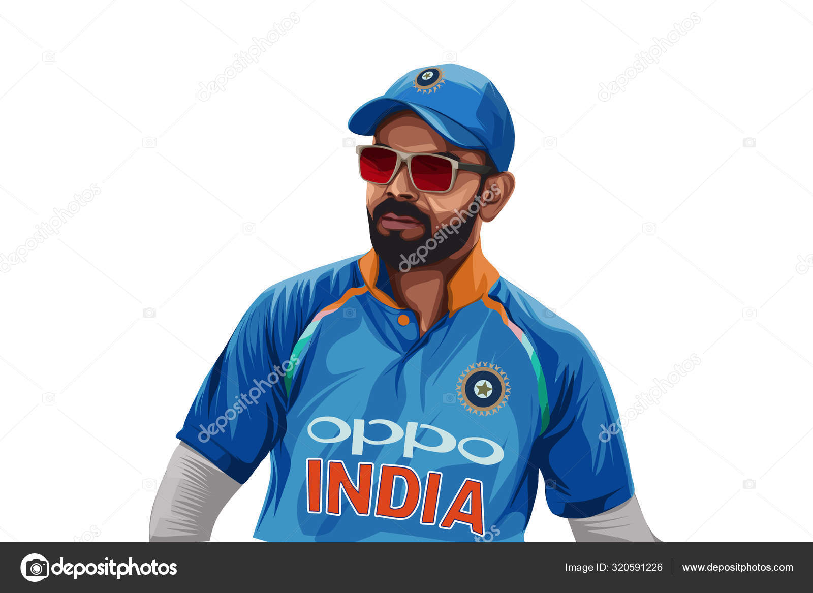 Vector Cartoon Illustration Indian Cricketer Captain Virat Kohli Wearing  Blue Stock Vector Image by ©F1Digitals #320591226