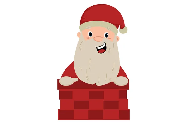 Desenho Animado Vetorial Ilustração Papai Noel Feliz Entrando Chaminé Isolado — Vetor de Stock