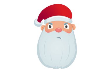 Üzgün Noel Baba yüzünün vektör çizimi. Beyaz bir arkaplanda izole edilmiş.