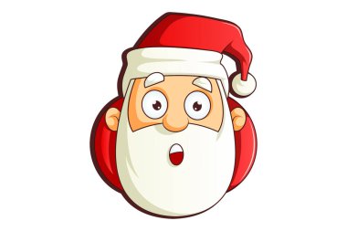 Noel Baba 'nın şaşırtıcı yüzünün vektör karikatür çizimi. Beyaz arkaplanda izole. 