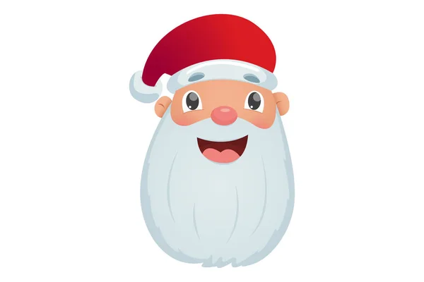 Vector Cartoon Illustration Smiling Santa Claus Face Isolated White Background — Stock Vector