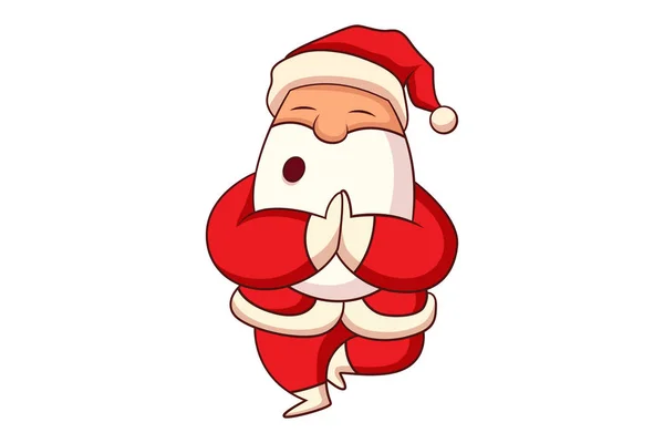 Vektor Cartoon Illustration Des Weihnachtsmannes Mit Gruß Isoliert Auf Weißem — Stockvektor