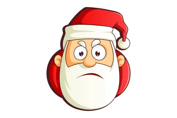 Vetor Desenho Animado Ilustração Papai Noel Triste Rosto Isolado Sobre — Vetor de Stock