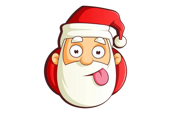 Desenho Animado Vetorial Ilustração Papai Noel Mostrando Língua Isolado Sobre — Vetor de Stock