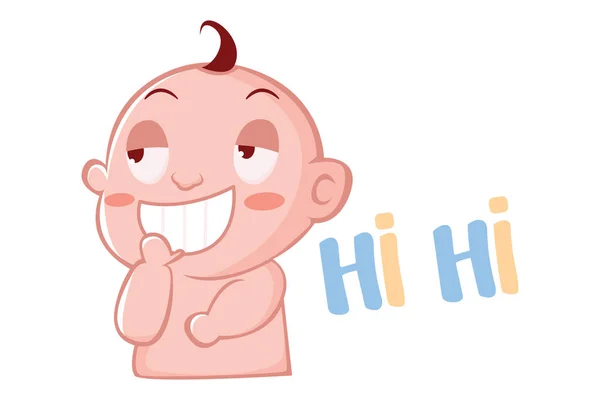 Vector Cartoon Illustration Naughty Cute Baby Showing Teeth Lettering Text — ストックベクタ