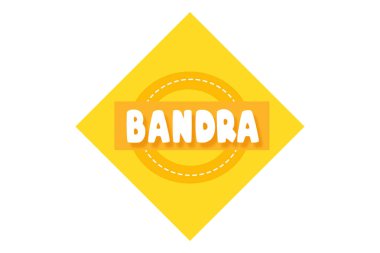 Bandra metninin elmas şeklindeki vektör çizimi. Beyaz bir arkaplanda izole edilmiş.