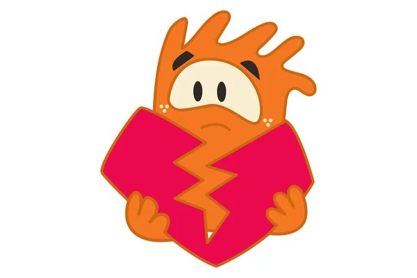 Vector Cartoon Illustratie Van Een Oranje Monster Met Een Gebroken — Stockvector