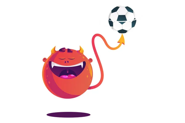 축구를 오렌지색 괴물을 만화입니다 배경에 고립되어 — 스톡 벡터