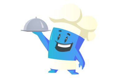 Şef şapkalı bir canavarın vektör çizimi. Beyaz bir arkaplanda izole edilmiş.