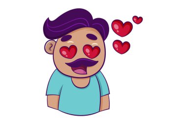  Aşık bir adamın vektör karikatür çizimi. Beyaz bir arkaplanda izole edilmiş.